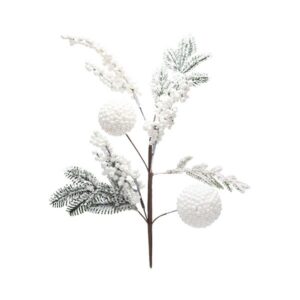 ΚΛΑΔΙ ΛΕΥΚΟ ΜΕ ΧΙΟΝΙΣΜΕΝΕΣ ΜΠΑΛΕΣ ΚΑΙ BERRIES 54cm