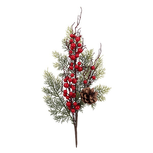 ΚΛΑΔΙ ΜΕ BERRIES ΚΟΚΚΙΝΑ KAI ΦΥΛΛΑ ΑΠΌ ΚΥΠΑΡΙΣΣΙ 65cm