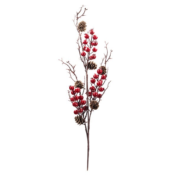 ΚΛΑΔΙ ΜΕ BERRIES ΚΟΚΚΙΝΑ ΚΑΙ ΜΙΚΡΕΣ ΚΟΥΚΟΥΝΑΡΕΣ 70cm