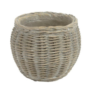 Κασπώ κεραμικό "Rattan Look" αντικέ γκρι Φ14Χ11