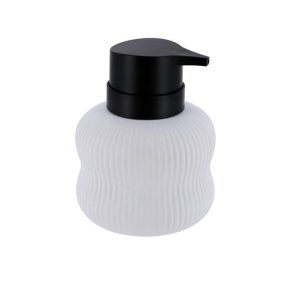 Κεραμικό Dispenser μπάνιου "Wave" λευκό ανάγλυφο σώμα και μάυρη μεταλλική αντλία  300ml  10Χ13 62167100 - Box In Θεσσαλονίκη - 25ης Μαρτίου 111
