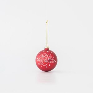 ΜΠΑΛΑ ΓΥΑΛΙΝΗ ΚΟΚΚΙΝΗ MERRY CHRISTMAS ΣΕΤ 4ΤΜΧ 10cm