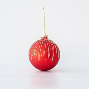 ΜΠΑΛΑ ΓΥΑΛΙΝΗ ΚΟΚΚΙΝΗ ΜΕ ΣΑΜΠΑΝΙ ΣΧΕΔΙΑ GLITTER ΣΕΤ 4ΤΜΧ 10cm