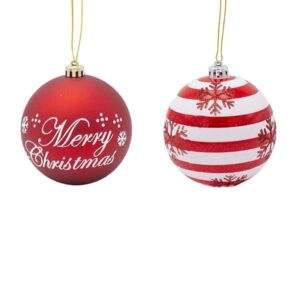 ΜΠΑΛΑ ΠΛΑΣΤΙΚΗ ΚΟΚΚΙΝΗ MERRY CHRISTMAS ΚΑΙ ΧΙΟΝΟΝΙΦΑΔΑ ΣΕΤ 4ΤΜΧ 10cm