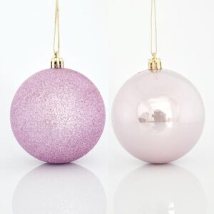 ΜΠΑΛΑ ΠΛΑΣΤΙΚΗ ΡΟΖ 2 ΠΕΡΛΕ ΚΑΙ 4 GLITTER ΣΕΤ 6ΤΜΧ 8cm