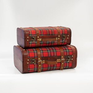 ΞΥΛΙΝΗ ΒΑΛΙΤΣΑ ΚΟΚΚΙΝΟ ΚΑΡΟ ΣΕΤ 2ΤΜΧ 42x28.3x17.5cm ΚΑΙ 36x22.5x13.2cm