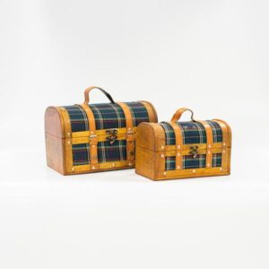 ΞΥΛΙΝΟ ΜΠΑΟΥΛΟ ΜΠΛΕ ΚΑΡΟ ΣΕΤ 2ΤΜΧ 30x18x19cm ΚΑΙ 24x13x15.3cm