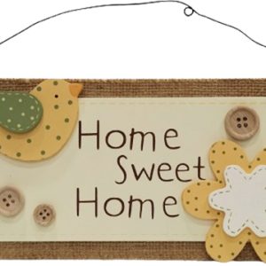 Ξύλινο Διακοσμητικό τοίχου "Home Sweet Home" σε κίτρινο χρώμα 21
