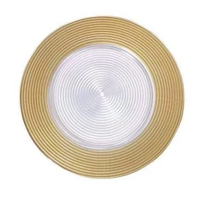 Πιατέλα γυάλινη στρόγγυλη 33 cm χρυσό Cryspo Trio Onda Gold 80.037.05 - Box In Θεσσαλονίκη - 25ης Μαρτίου 111