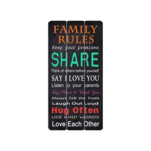 Πινακίδα ξύλινη "Family Rules" 30Χ60Χ1.8cm Etoile NN-752-8 - Box In Θεσσαλονίκη - 25ης Μαρτίου 111