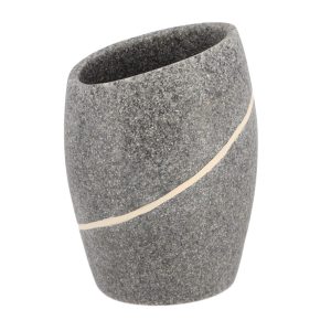 Ποτήρι μπάνιου polyresin/stone effect/γκρι 7.2x6.5x9
