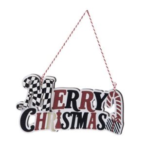 ΣΤΟΛΙΔΙ  ΞΥΛΙΝΟ MERRY CHRISTMAS ΛΕΥΚΟ ΚΟΚΚΙΝΟ ΜΑΥΡΟ 23x12x1.5cm