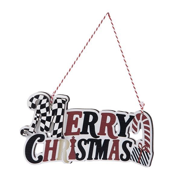 ΣΤΟΛΙΔΙ ΞΥΛΙΝΟ MERRY CHRISTMAS ΛΕΥΚΟ ΚΟΚΚΙΝΟ ΜΑΥΡΟ 23x12x1.5cm
