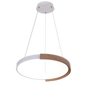 Φωτιστικο κρεμαστο μεταλλο led 32w 3200lm 3cct (3000κ-4000k-6500k) φ500mm λευκο-ξυλο Arte Illumina yoru