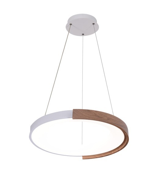 Φωτιστικο κρεμαστο μεταλλο led 32w 3200lm 3cct (3000κ-4000k-6500k) φ500mm λευκο-ξυλο Arte Illumina yoru
