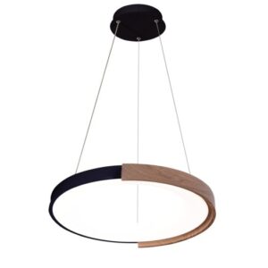 Φωτιστικο κρεμαστο μεταλλο led 32w 3200lm 3cct (3000κ-4000k-6500k) φ500mm μαυρο-ξυλο Arte Illumina yoru