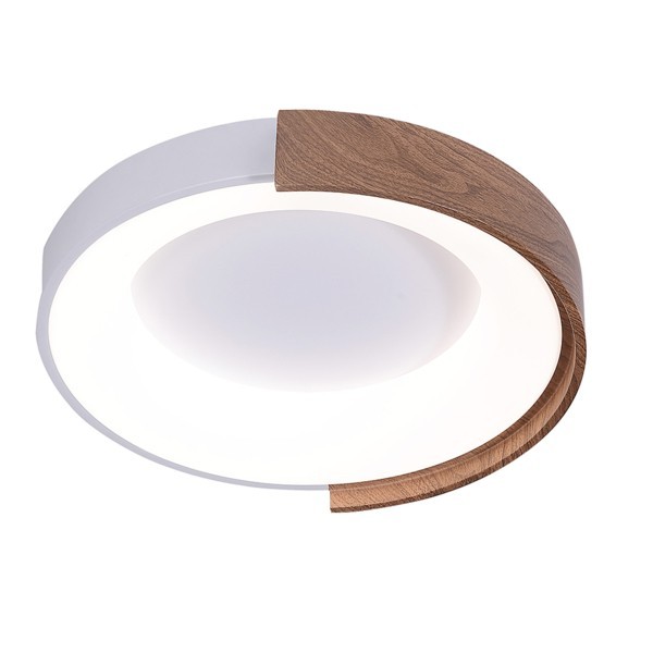 Φωτιστικο οροφης μεταλλο led 32w 3200lm 3cct (3000κ-4000k-6500k) φ500mm λευκο-ξυλο Arte Illumina yoru